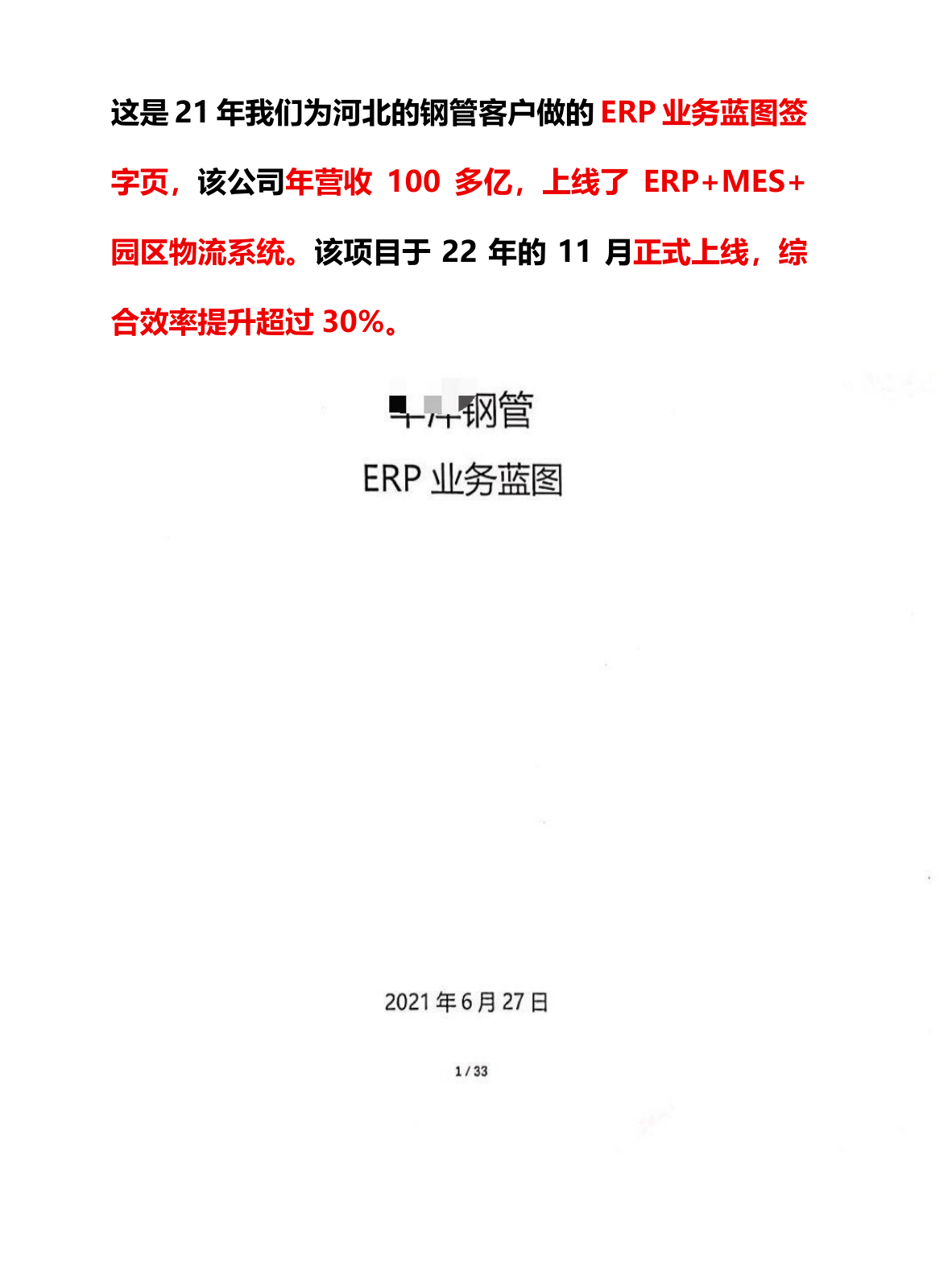 河北某钢管制造企业 ERP 业务蓝图封面(已脱敏)